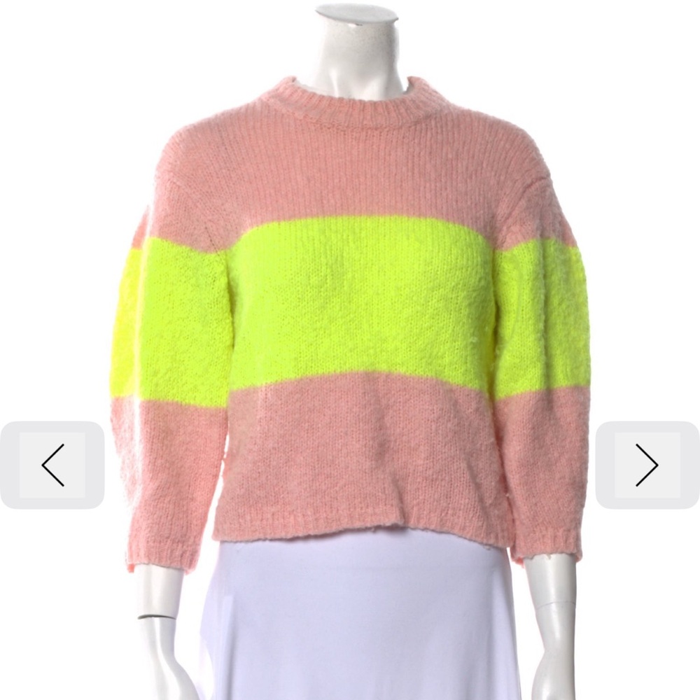 Tibi Pink and Yellow Crew Neck Sweater